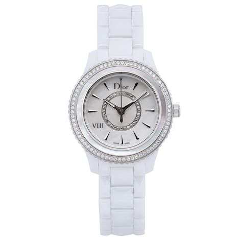 dior viii mother-of-pearl dial ceramic ladies watch